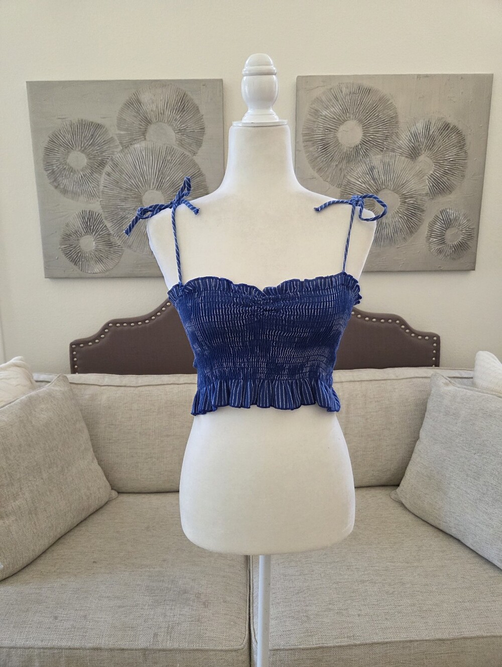 Emory Park Smocked Tank Top Cropped Camisole Sz Sm